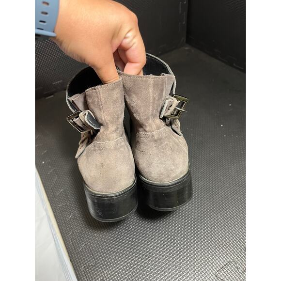 Aquatalia Sophie Suede Graphite Gray Moto Boots Bootie Size 9 Womens Biker - Picture 7 of 8